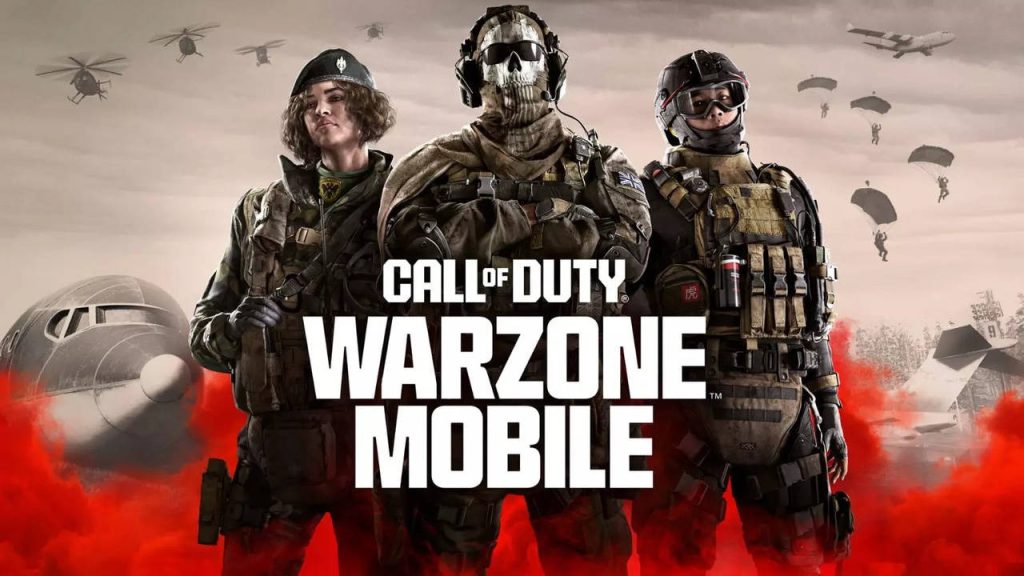 Call of Duty: Warzone Mobile Launch Banner featuring three playable operators posing for a shot.
